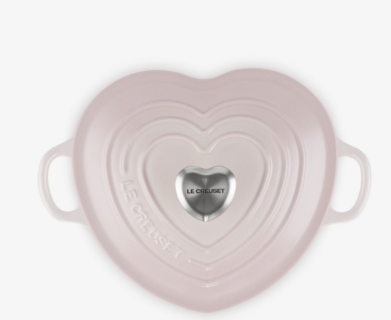 Cast Iron 20CM Heart Casserole with Heart Knob - Shell Pink