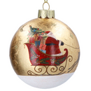 10cm Glass Decoration - Gold Foil Nostalgia Sleigh