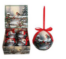 Set of 4 Baubles in Gift Box - Christmas Robin