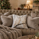 Rustic Snow Owls Velvet Cushion