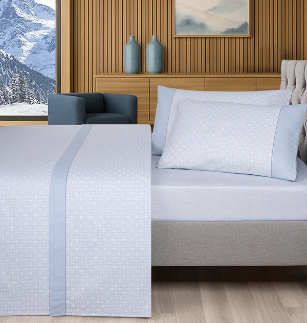 Brushed Cotton Squares Sheet Set - Blue