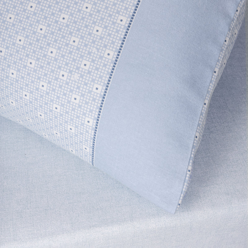 Brushed Cotton Squares Sheet Set - Blue