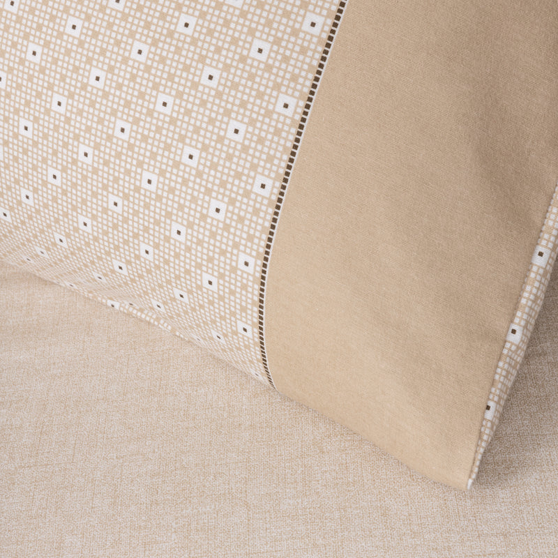 Brushed Cotton Squares Sheet Set - Natural
