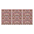 Strawberry Thief Set of 6 Placemats - Red
