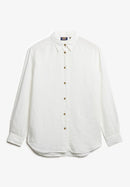 Casual Linen Boyfriend Shirt - Optic