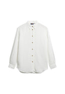 Casual Linen Boyfriend Shirt - Optic