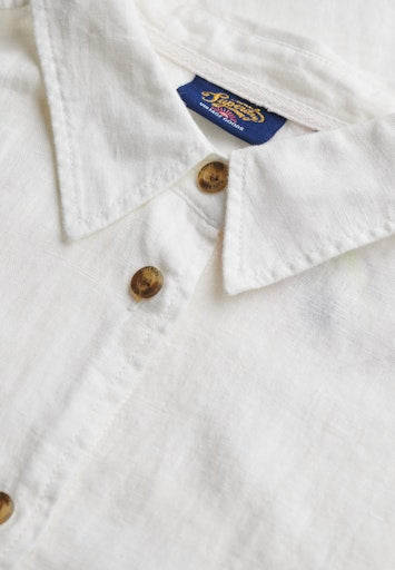 Casual Linen Boyfriend Shirt - Optic