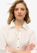 Casual Linen Boyfriend Shirt - Optic