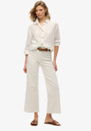 Casual Linen Boyfriend Shirt - Optic