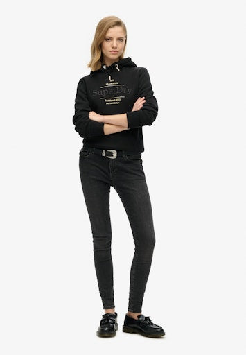 Luxe Metallic Logo Hoodie - Black