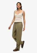 Linen Drawstring Trouser - Light Khaki Green