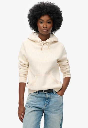 Luxe Metallic Logo Hoodie - Oat Cream