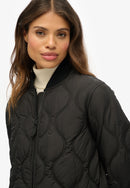 Longline Quilted Liner Jacket - Black