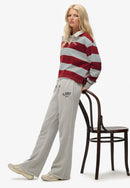 Athletic Embroidered Flare Jogger - Grey Marl