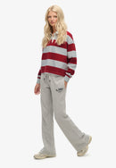 Athletic Embroidered Flare Jogger - Grey Marl