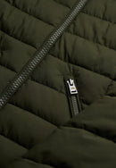 Fuji Faux Fur Hood Mid Length Jacket - Olive Green