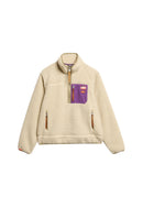 Vintage Retro Half Zip Fleece - Oatmeal Beige