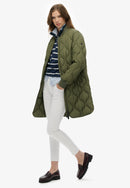 Longline Quilted Liner Jacket - Beetle Green