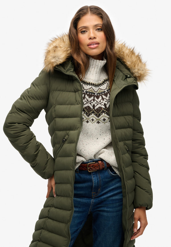 Fuji Faux Fur Hood Jacket - Beetle Green