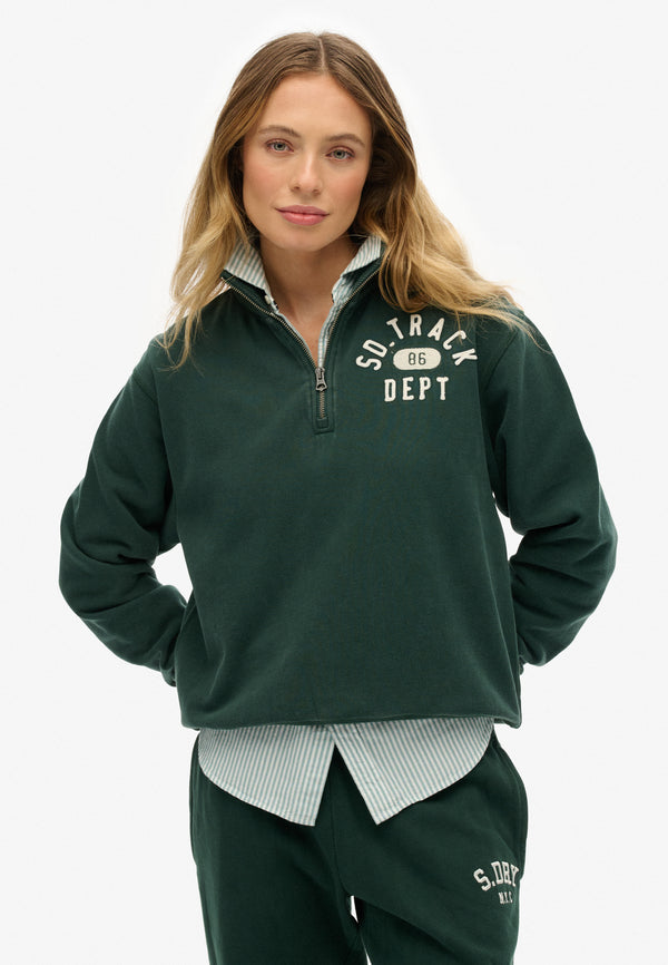 Athletic Essentials Applique Half Zip Sweatshirt - Enamel Green