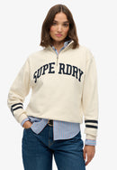 Athletic Essentials Applique Half Zip Sweatshirt - Desert Bone Off White