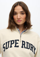 Athletic Essentials Applique Half Zip Sweatshirt - Desert Bone Off White