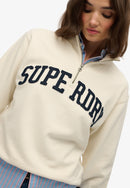 Athletic Essentials Applique Half Zip Sweatshirt - Desert Bone Off White