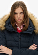Fuji Faux Fur Hood Mid Length Jacket - Eclipse Navy