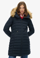 Fuji Faux Fur Hood Mid Length Jacket - Eclipse Navy