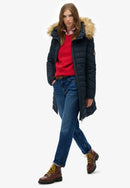Fuji Faux Fur Hood Mid Length Jacket - Eclipse Navy