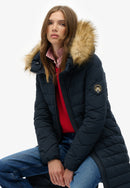 Fuji Faux Fur Hood Mid Length Jacket - Eclipse Navy