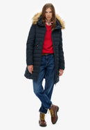 Fuji Faux Fur Hood Mid Length Jacket - Eclipse Navy