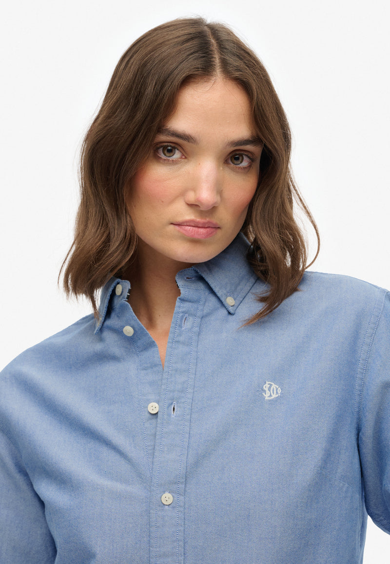 Superdry Slim Oxford Buttondown Shirt - Azure Blue Chambray
