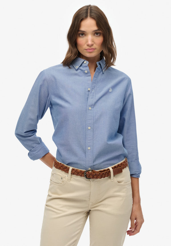 Superdry Slim Oxford Buttondown Shirt - Azure Blue Chambray