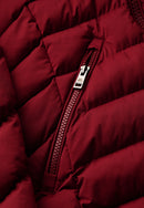 Fuji Faux Fur Hood Mid Length Jacket - Wine Red
