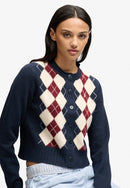 Argyle Cardigan - Navy
