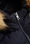 Faux Fur Fuji Hooded Jacket - Darkest Navy