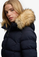 Faux Fur Fuji Hooded Jacket - Darkest Navy