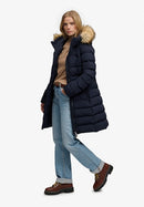 Faux Fur Fuji Hooded Jacket - Darkest Navy