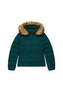 Faux Fur Fuji Hooded Jacket - Dark Pine Green