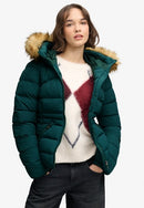 Faux Fur Fuji Hooded Jacket - Dark Pine Green