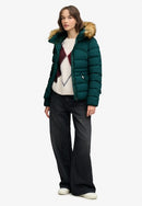 Faux Fur Fuji Hooded Jacket - Dark Pine Green