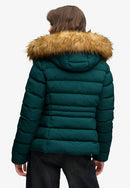 Faux Fur Fuji Hooded Jacket - Dark Pine Green