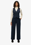 Mid Rise Pinstripe Trouser - Navy