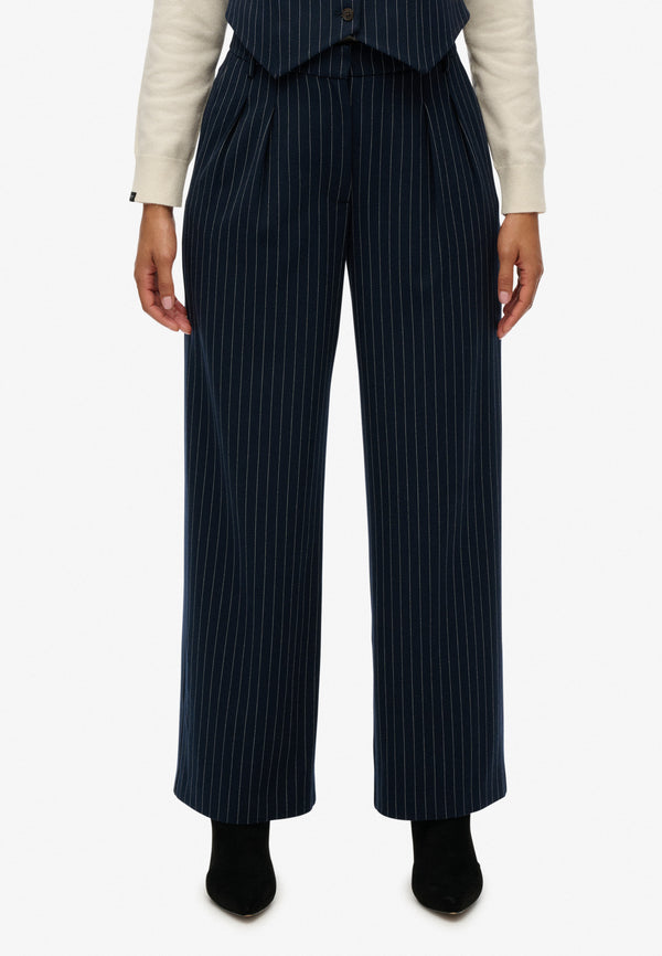 Mid Rise Pinstripe Trouser - Navy