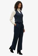 Mid Rise Pinstripe Trouser - Navy