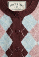 Argyle Cardigan - Aubergine Purple