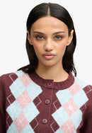 Argyle Cardigan - Aubergine Purple