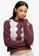Argyle Cardigan - Aubergine Purple