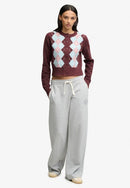Argyle Cardigan - Aubergine Purple